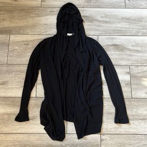Soft Black Hooded Cardigan